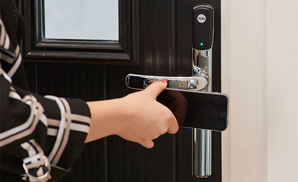 Opening an Anglian front door with the Yale Conexis smart door lock mobile app