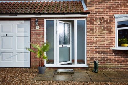 White Aluminium Draycott Front Door in Open Position