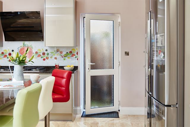 Half glazed uPVC white door with obscure glass