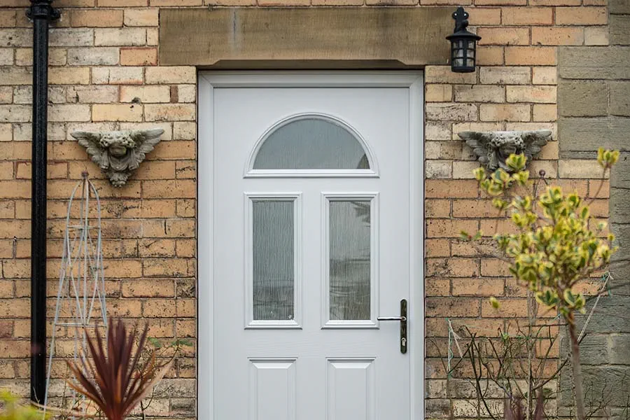 White chelmsford composite front door with obscure glass